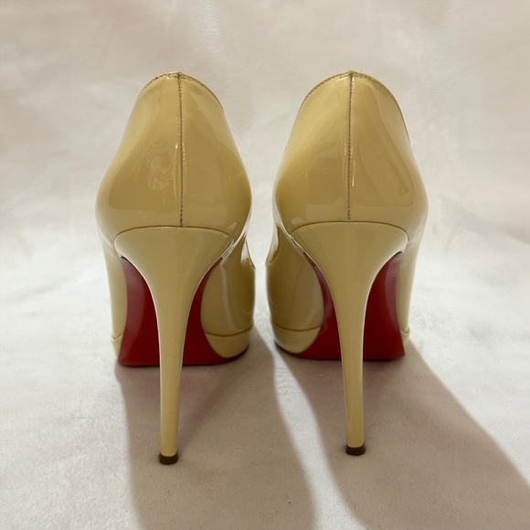 Christian  Louboutin Cream Patent Leather Pumps - Picture 3 of 8